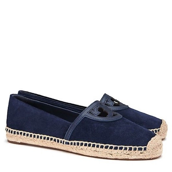 Tory Burch Shoes - Tory Burch 7.5 Sidney Navy Blue Suede Espadrille Flats